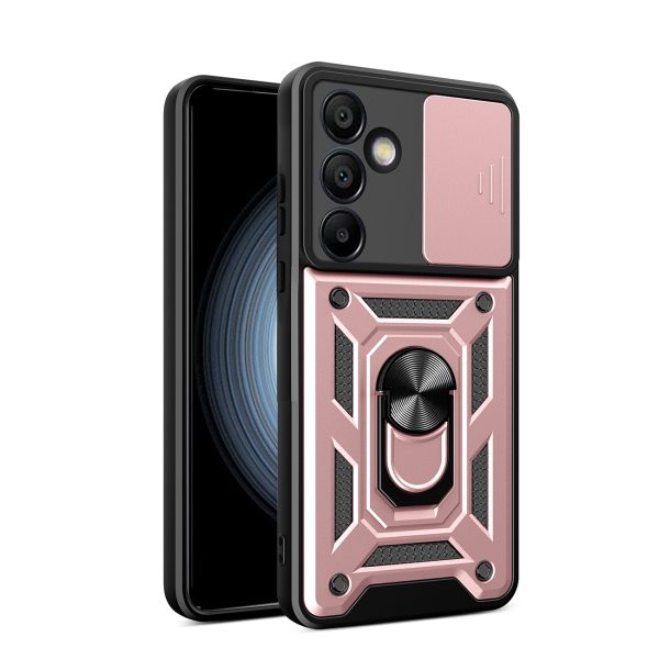Hybrid Armor Camshield Samsung Galaxy A26 maciņš ar statīvu un kameras pārsegu - rozā