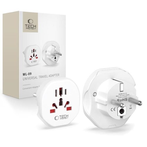 Ceļojuma adapteris UK/US/AU/FI/CN-1/CN-2 uz ES — balts