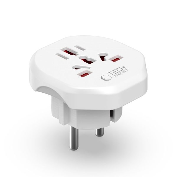 Ceļojuma adapteris UK/US/AU/FI/CN-1/CN-2 uz ES — balts