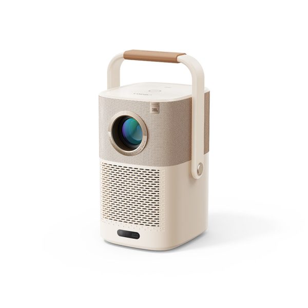 FullHD 1080p LCD bezvadu multimediju projektors ar JBL WiFi BT T2 Plus skaļruņiem - bēšs