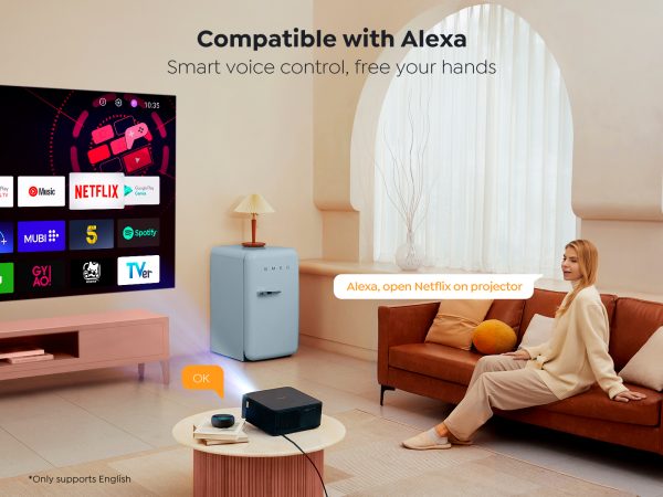FullHD 1080p LCD multimediju projektors ar JBL WiFi BT K2s skaļruņiem - melns