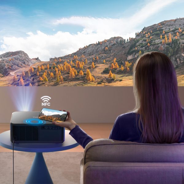 FullHD 1080p LCD multimediju projektors ar JBL WiFi BT K2s skaļruņiem - melns