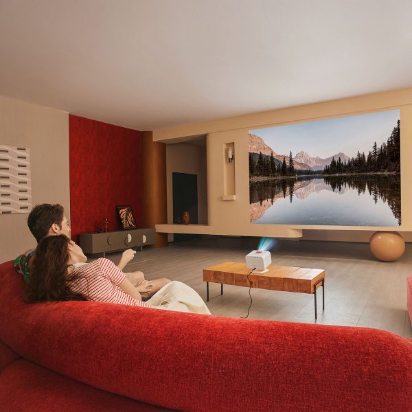 FullHD 1080p LCD multimediju projektors ar JBL WiFi L2 Plus skaļruņiem - bēšs