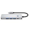 5in1 centrmezgla adapteris USB-C PD USB-A HDMI 4K 60Hz 100W - pelēks