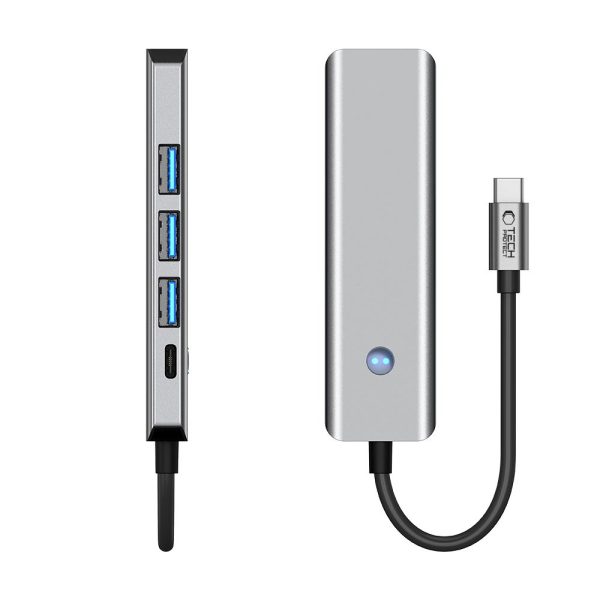 5in1 centrmezgla adapteris USB-C PD USB-A HDMI 4K 60Hz 100W - pelēks