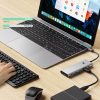 9in1 centrmezgla adapteris USB-C USB-A HDMI SD TF PD 100W mini ligzda 3.5 4K 60Hz - pelēks