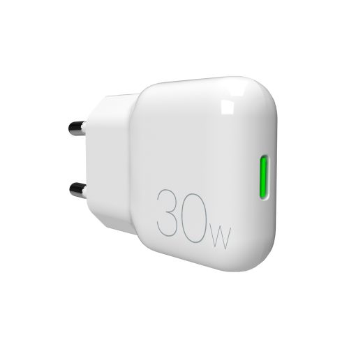 USB-C GaN 30W sienas lādētājs - balts