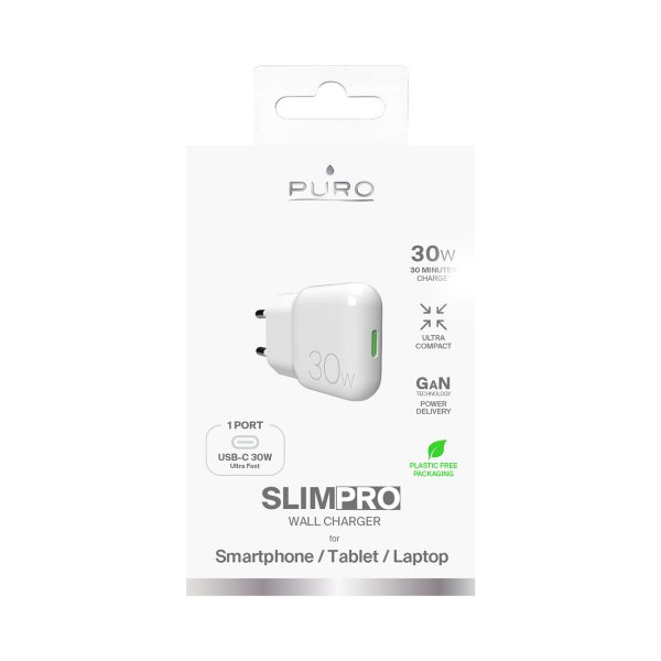 USB-C GaN 30W sienas lādētājs - balts