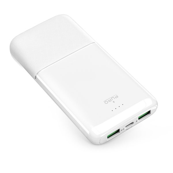 Powerbank 10000mAh USBA USB-C 22.5W - balts