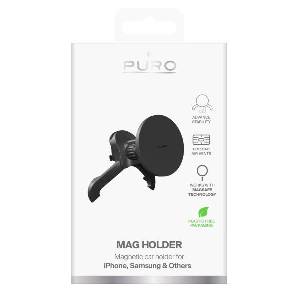 Magnētiskais automašīnas turētājs viedtālrunim ar regulējamu režģi, MagSafe - melns