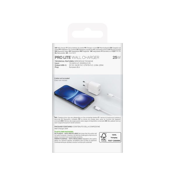 USB-C barošanas avots 25 W sienas lādētājs - balts
