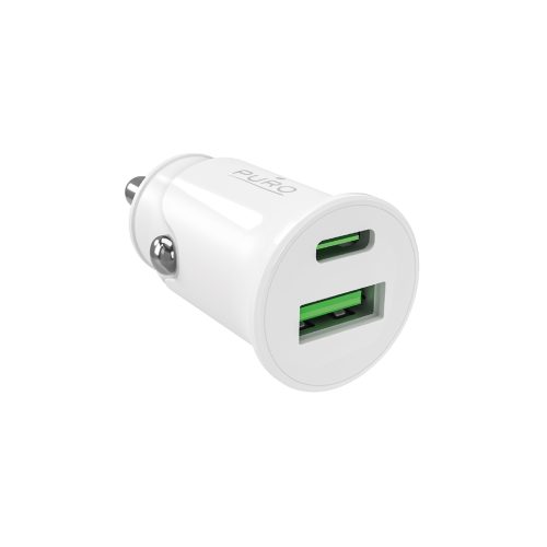 USB-A USB-C barošanas avots 20 W automašīnas lādētājs - balts