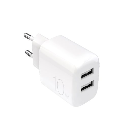 2x USB-A PROLITE 10W sienas lādētājs - balts