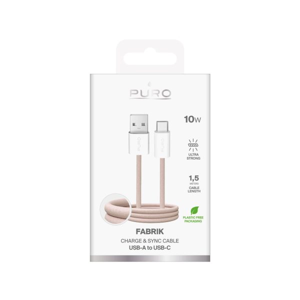 Fabrik 10W 1,5 m pīts USB-A - USB-C kabelis - bēšs