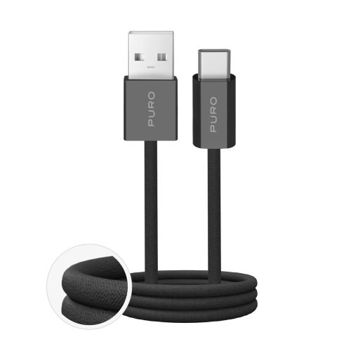 Fabrik 2.0 10W 1,5 m pīts USB-A - USB-C kabelis - melns