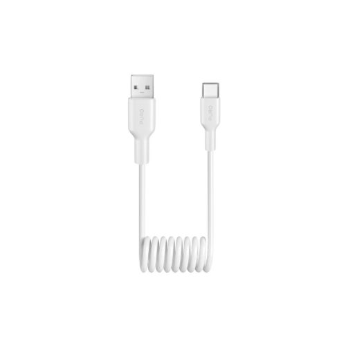 Spirālveida kabelis USB-A - USB-C 10W 1m - balts