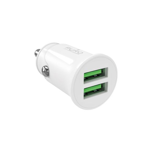 2x USB-A Pro Lite 10W automašīnas lādētājs - balts