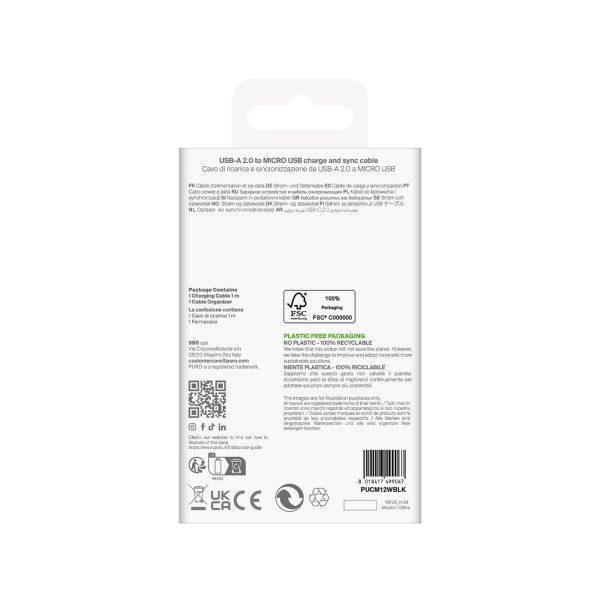 Kabelis USB-A - microUSB TPE 12W 1m - melns