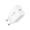 USB-C sienas lādētājs ar USB-C PD 20W kabeli - balts