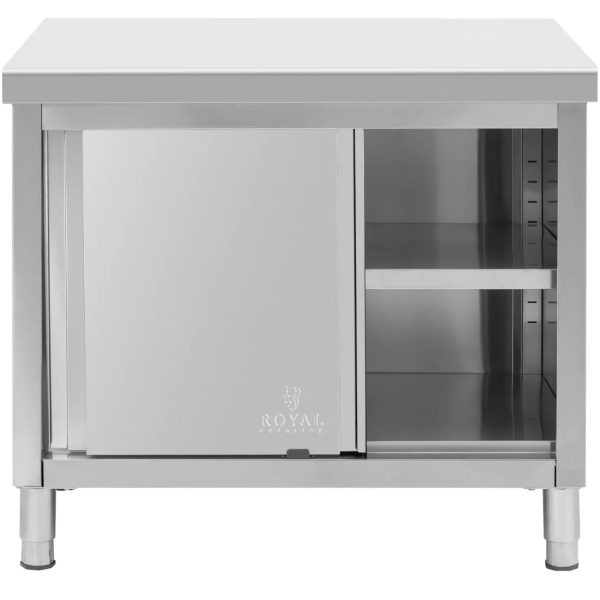 Galds, centrālā darba virsma ar skapi, bīdāmās durvis, TĒRAUDS 100 x 80 cm