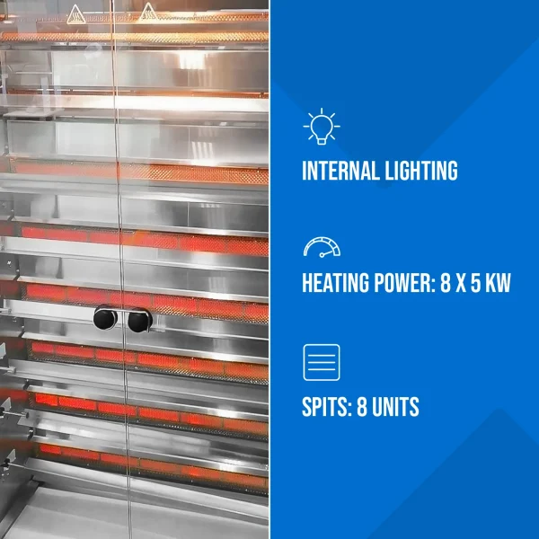 Gāzes grils 40 vistām, 8 iesmi, propāns-butāns, 40 kW