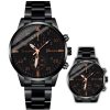 Klasisks vīriešu kvarca pulkstenis ar 40 mm STAL aproci - melns