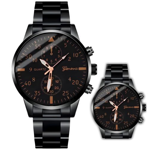Klasisks vīriešu kvarca pulkstenis ar 40 mm STAL aproci - melns