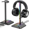 Spēļu galda statīvs austiņām ar USB centrmezglu, RGB LED fona apgaismojumu