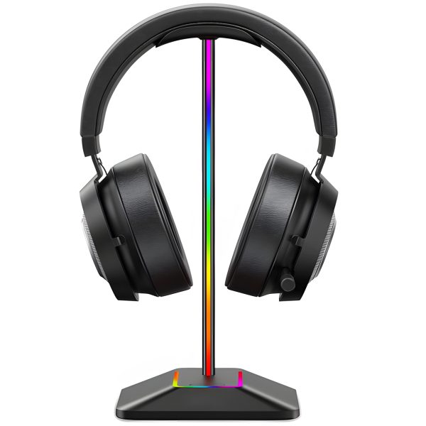 Spēļu galda statīvs austiņām ar USB centrmezglu, RGB LED fona apgaismojumu