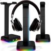 Spēļu galda statīvs austiņām USB centrmezglam ar RGB LED apgaismojumu