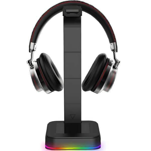 Spēļu galda statīvs austiņām USB centrmezglam ar RGB LED apgaismojumu
