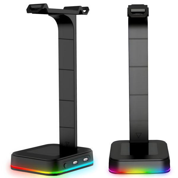 Spēļu galda statīvs austiņām USB centrmezglam ar RGB LED apgaismojumu