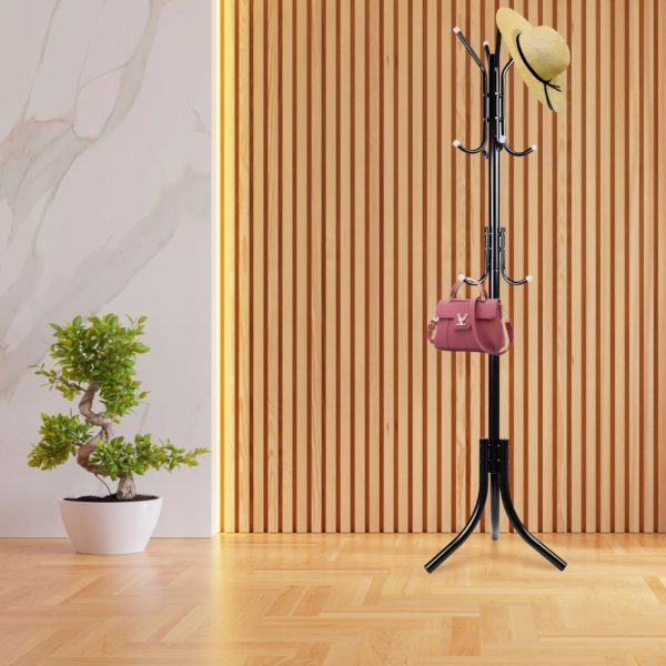 Bēniņu stāvošs drēbju pakaramais, 3 līmeņi, 175 cm - melns
