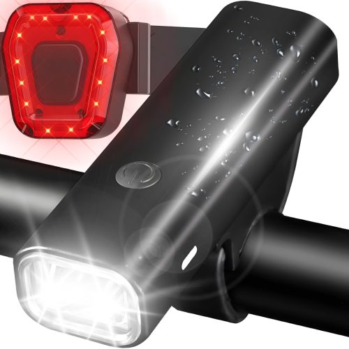 Uzlādējams velosipēda lukturis, priekšējais un aizmugurējais, 2000 mAh, līdz 400 lm