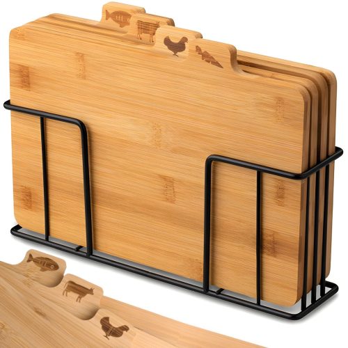 Bambusa virtuves dēļu komplekts ar statīvu - 4 gab.