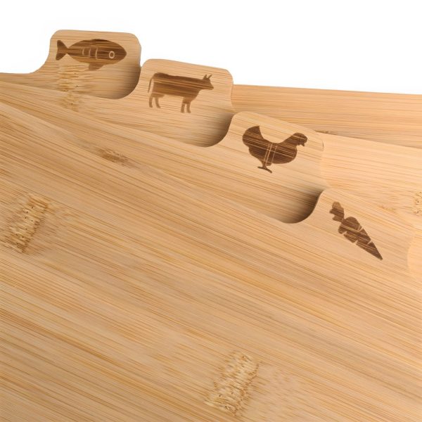 Bambusa virtuves dēļu komplekts ar statīvu - 4 gab.