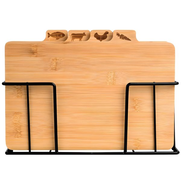 Bambusa virtuves dēļu komplekts ar statīvu - 4 gab.