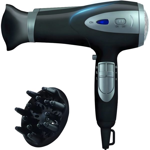 Matu fēns ar jonizāciju, aukstu gaisu un piederumiem 5 vienā, 2000 W