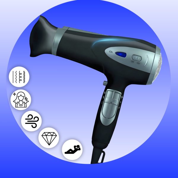 Matu fēns ar jonizāciju, aukstu gaisu un piederumiem 5 vienā, 2000 W