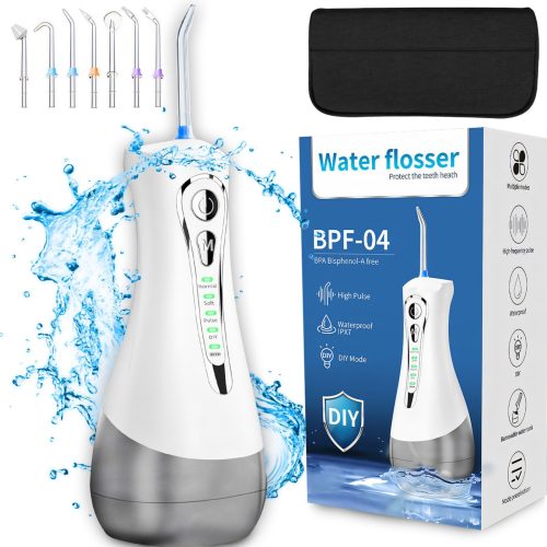 Zobu irrigators, bezvadu, 4 režīmi, 7 uzgaļi, 300 ml - komplekts