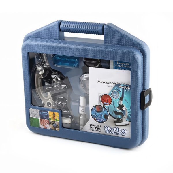 Optiskais mikroskops ar 300/600/1200x palielinājumu, apgaismojumu un piederumiem - komplekts