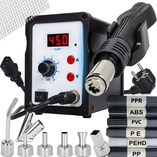 Karstā gaisa lodēšanas stacija ar 7 lodēšanas sprauslām 100–480 °C, 800 W