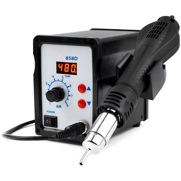 Karstā gaisa lodēšanas stacija ar 7 lodēšanas sprauslām 100–480 °C, 800 W