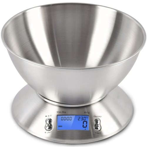 Elektroniskie virtuves svari ar bļodu un termometru STEEL 1,8 l 1-5000 g / 1 g