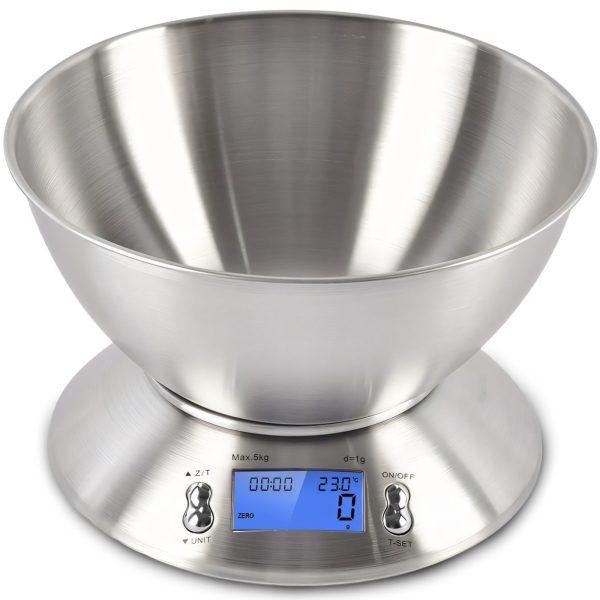 Elektroniskie virtuves svari ar bļodu un termometru STEEL 1,8 l 1-5000 g / 1 g