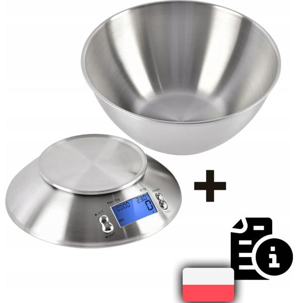 Elektroniskie virtuves svari ar bļodu un termometru STEEL 1,8 l 1-5000 g / 1 g