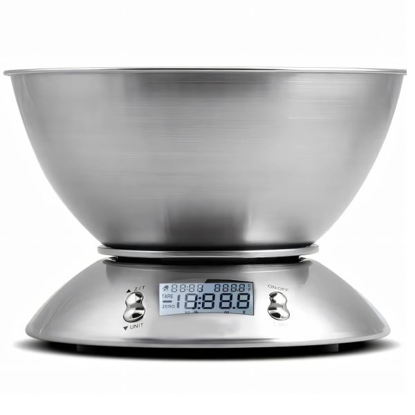 Elektroniskie virtuves svari ar bļodu un termometru STEEL 1,8 l 1-5000 g / 1 g