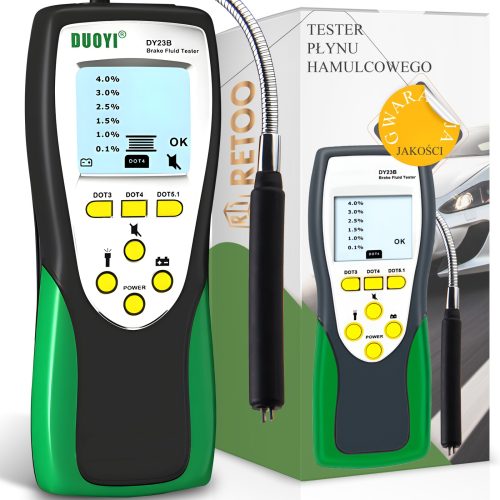DOT3 / DOT4 / DOT5.1 bremžu šķidruma testeris ar zondi un LCD ekrānu
