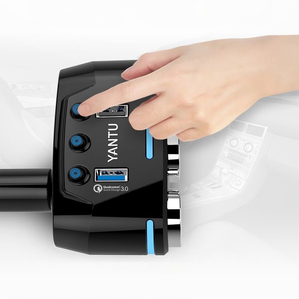 Cigarešu šķiltavas ligzdas sadalītāja lādētājs 2x USB-A LCD 12/24 V 100 W