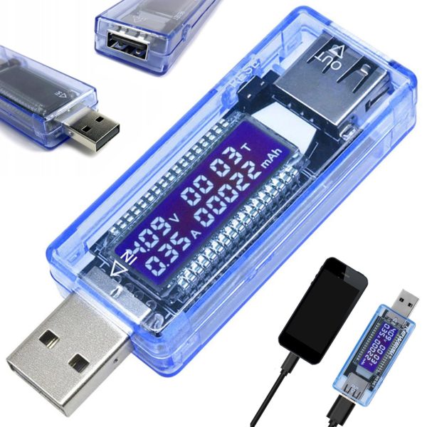 USB sprieguma, strāvas, laika un kapacitātes testeris LCD 4-20 V 0-3 A